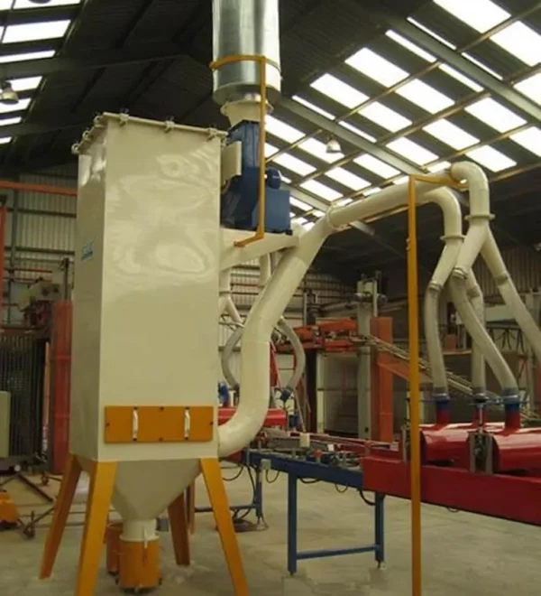 Sistema de aspiración industrial para neblinas de aceite en metalurgia, siderurgia y fundición, utilizado en procesos de pulido.